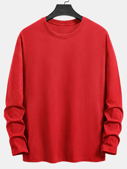 Basic Langarm-T-Shirt aus Baumwolle
