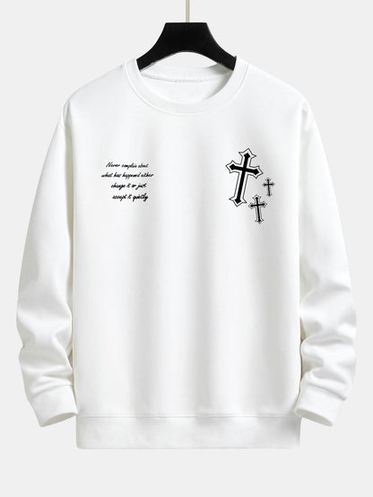 Cross Slogan Print Relax Fit Sweatshirt