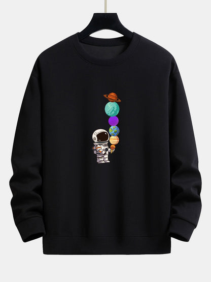 Relaxed Fit Sweatshirt mit Planet-Astronaut-Print