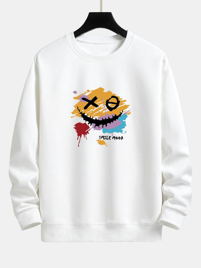 Graffiti Smiley Face Print Relax Fit Sweatshirt