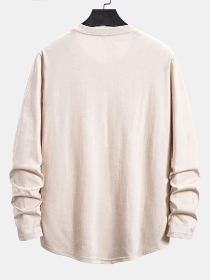 Long Sleeve Spade K Print Cotton Arc Hem T-Shirt