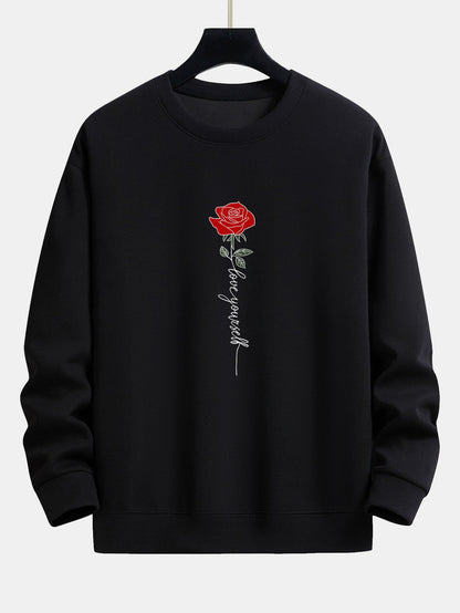 Relaxed Fit Sweatshirt mit Rosen-Slogan-Print