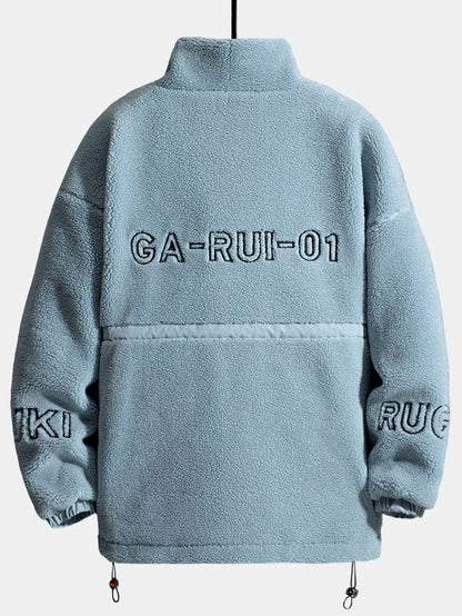 Quilted Lined Teddy Fleece Zip Up Jacket