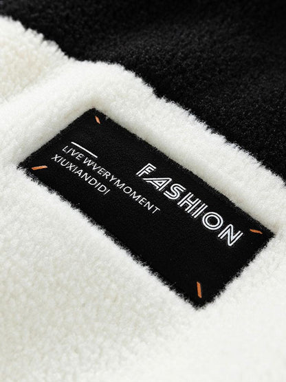 Teddy Fleece Patchwork Zip Up Jacket