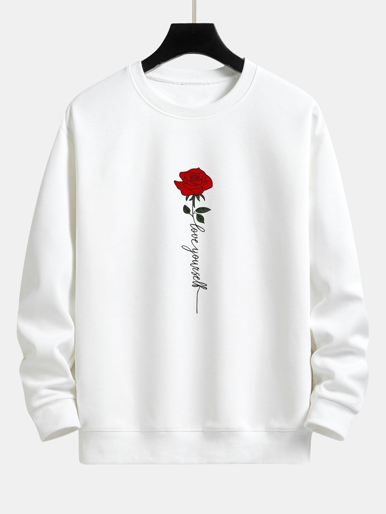 Relaxed Fit Sweatshirt mit Rosen-Slogan-Print