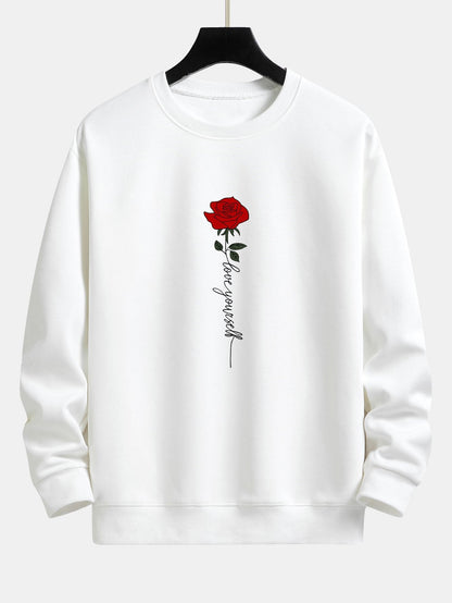 Relaxed Fit Sweatshirt mit Rosen-Slogan-Print