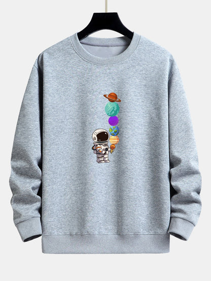 Relaxed Fit Sweatshirt mit Planet-Astronaut-Print