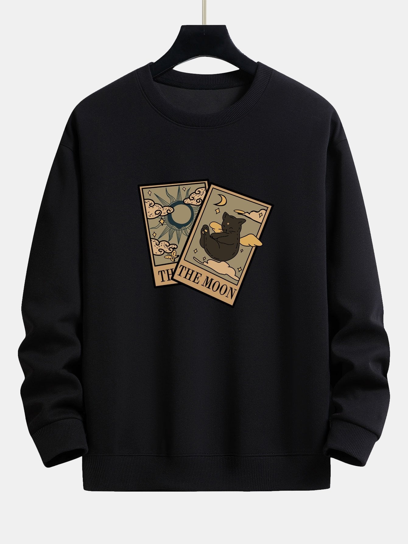 Relaxed Fit Sweatshirt mit Sonne-Mond-Katzen-Print