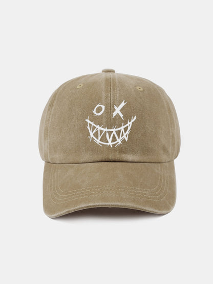 Evil Smiley Face Pattern Classic Retro Washed Distressed Cotton Baseball Cap