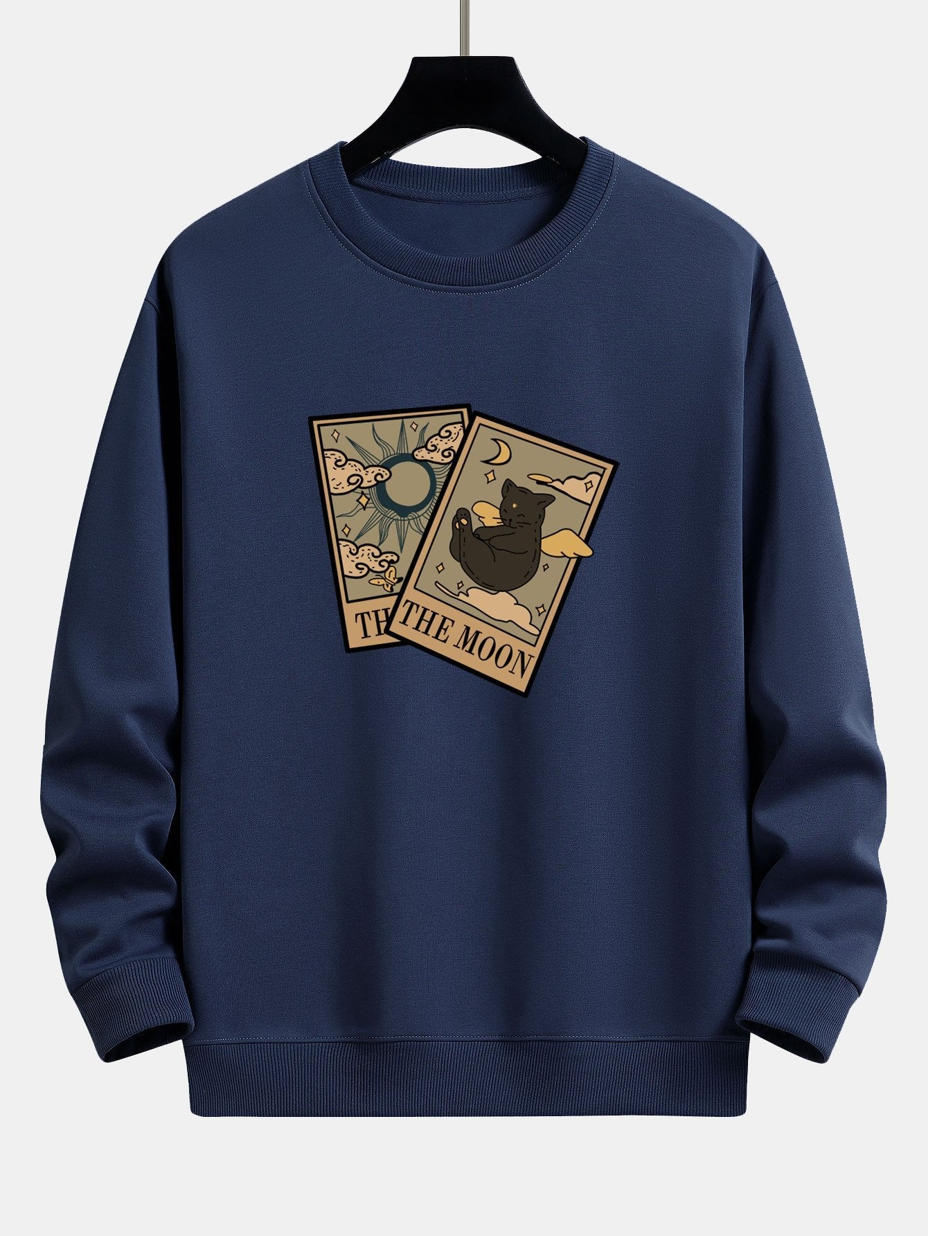 Relaxed Fit Sweatshirt mit Sonne-Mond-Katzen-Print