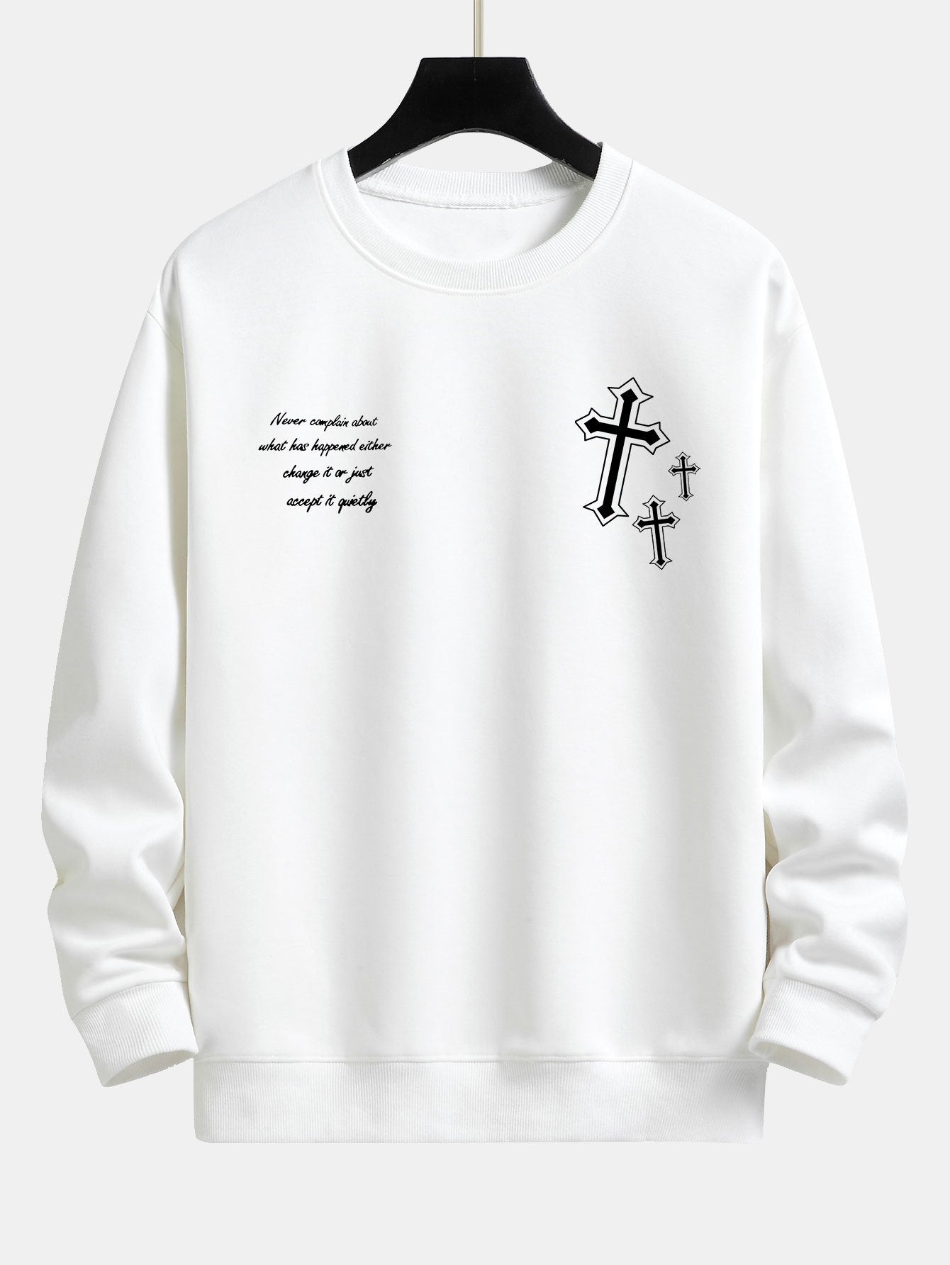 Cross Slogan Print Relax Fit Sweatshirt