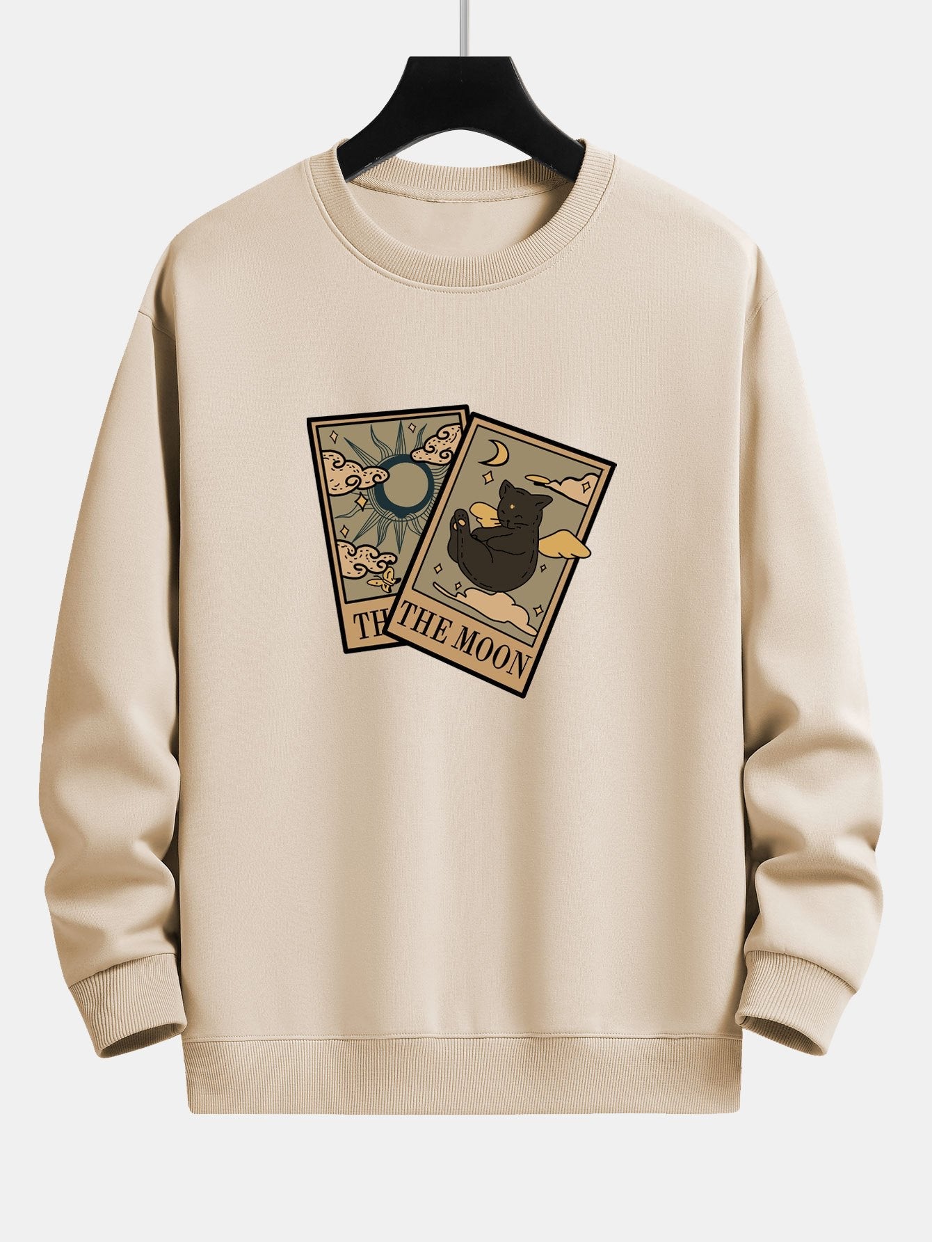 Relaxed Fit Sweatshirt mit Sonne-Mond-Katzen-Print