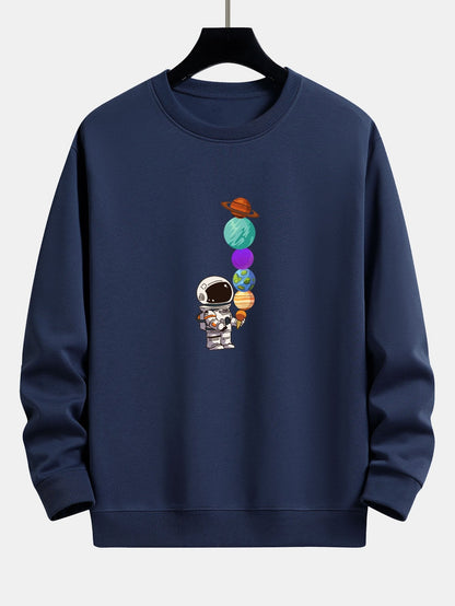 Relaxed Fit Sweatshirt mit Planet-Astronaut-Print