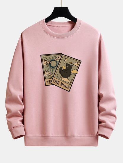 Relaxed Fit Sweatshirt mit Sonne-Mond-Katzen-Print