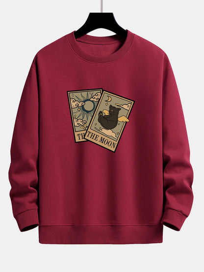 Relaxed Fit Sweatshirt mit Sonne-Mond-Katzen-Print