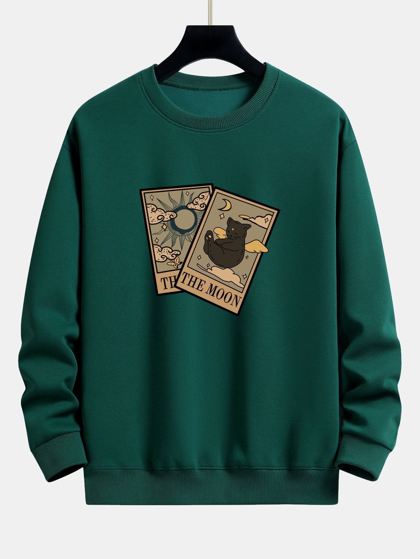 Relaxed Fit Sweatshirt mit Sonne-Mond-Katzen-Print