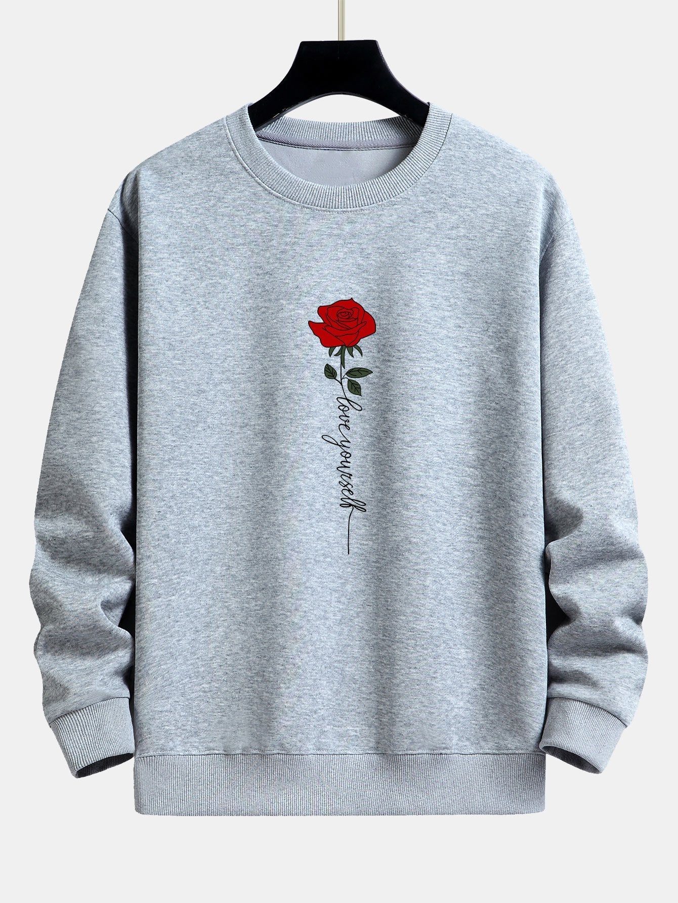 Relaxed Fit Sweatshirt mit Rosen-Slogan-Print