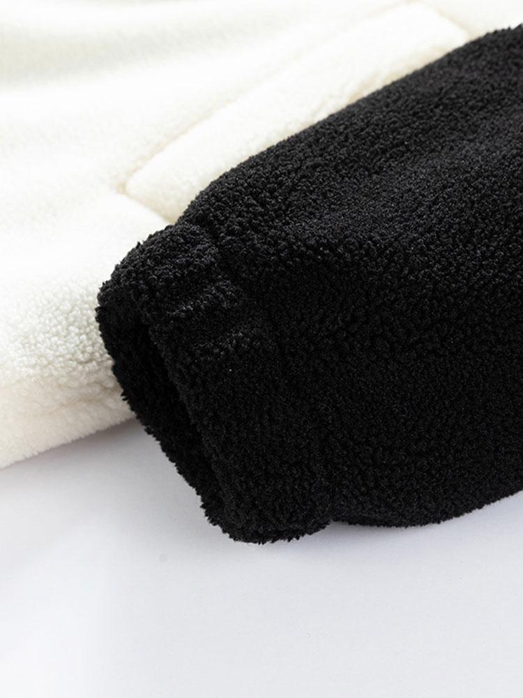 Teddy Fleece Patchwork Zip Up Jacket