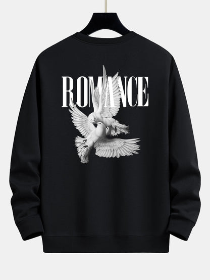 Relaxed Fit Sweatshirt mit romantischem Tauben-Print auf dem Rücken