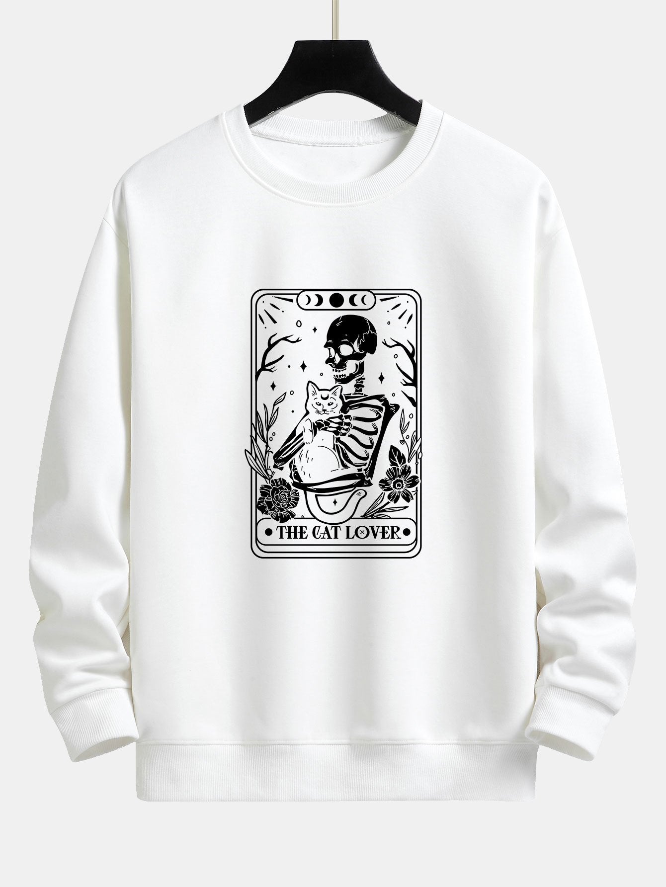 Cat Skeleton Print Relax Fit Sweatshirt