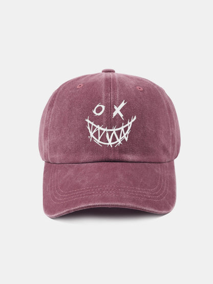 Evil Smiley Face Pattern Classic Retro Washed Distressed Cotton Baseball Cap