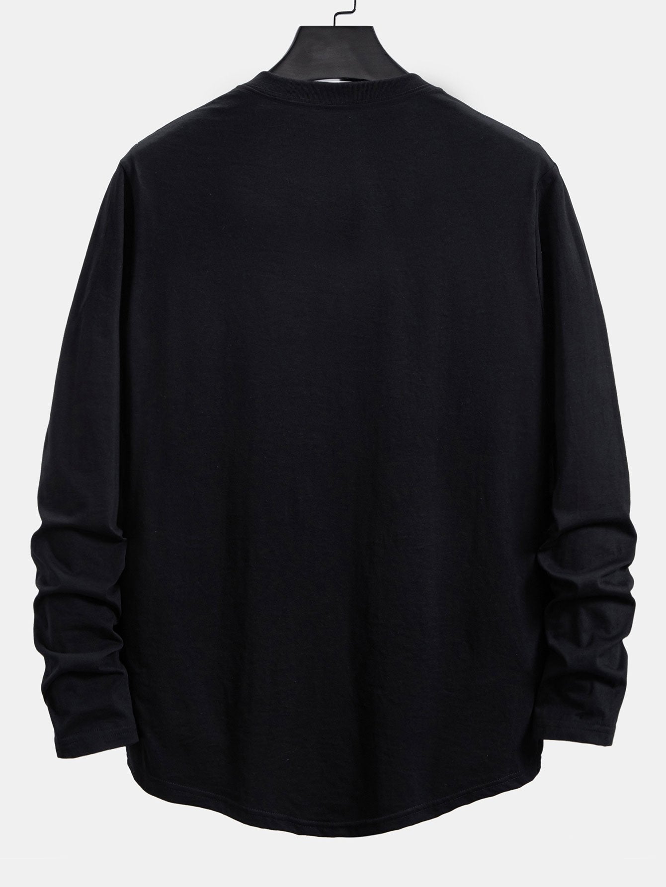Long Sleeve Spade K Print Cotton Arc Hem T-Shirt