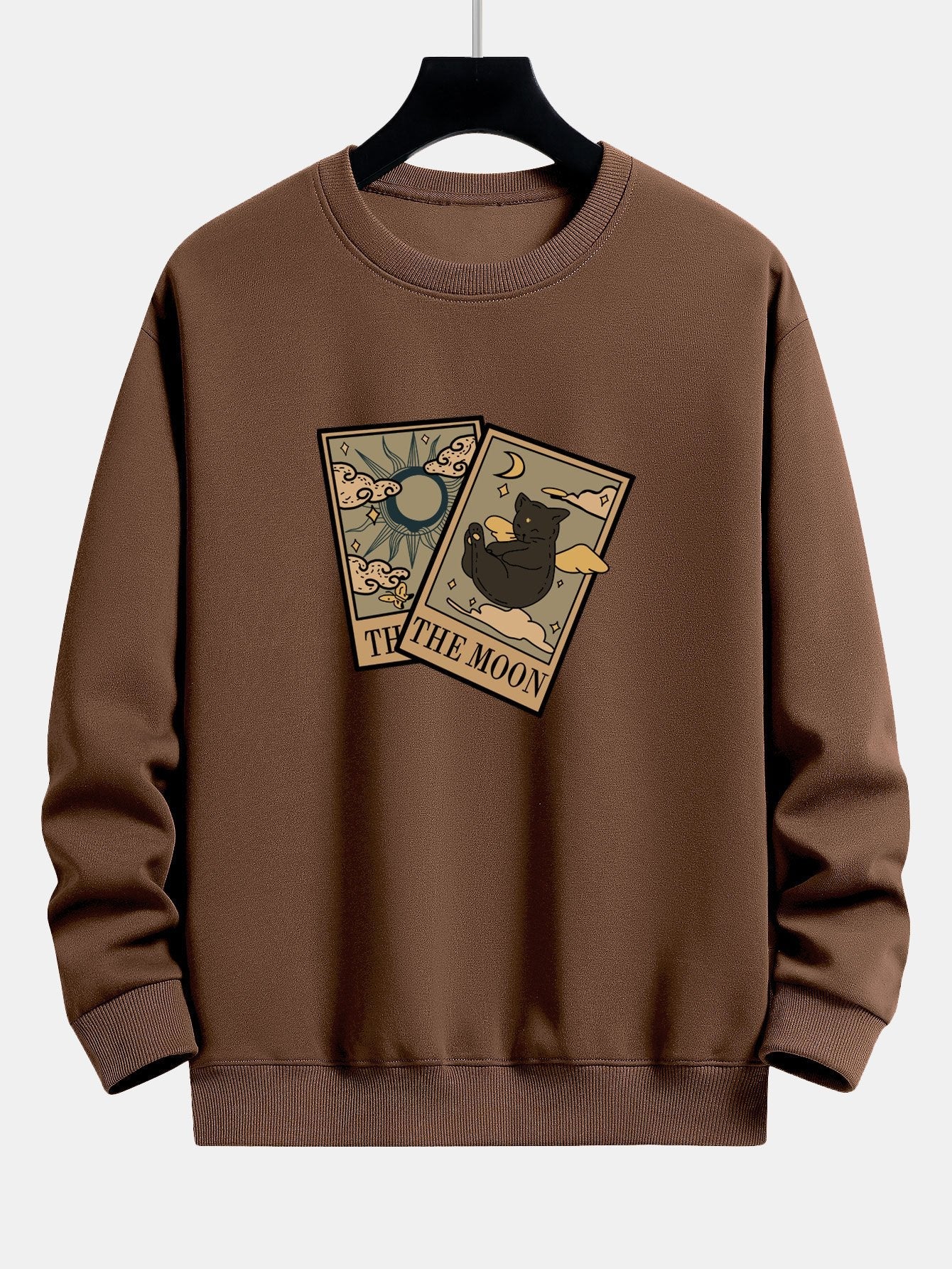 Relaxed Fit Sweatshirt mit Sonne-Mond-Katzen-Print
