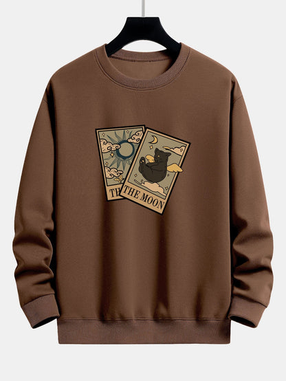 Relaxed Fit Sweatshirt mit Sonne-Mond-Katzen-Print