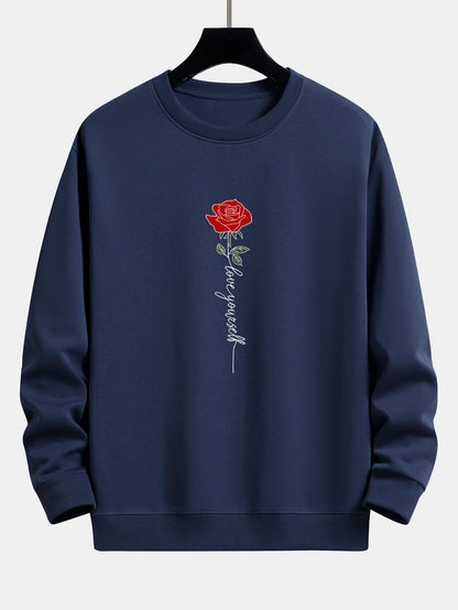 Relaxed Fit Sweatshirt mit Rosen-Slogan-Print