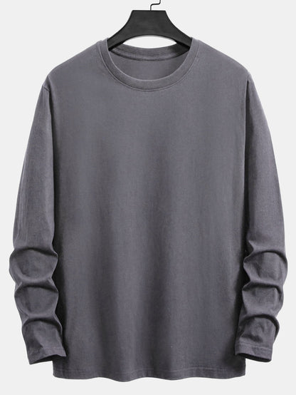 Basic Langarm-T-Shirt aus Baumwolle