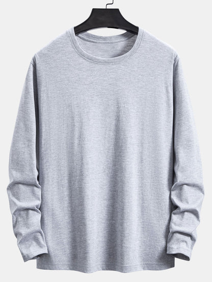 Basic Langarm-T-Shirt aus Baumwolle