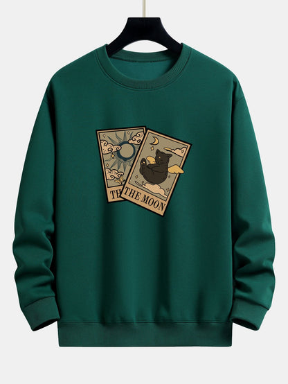 Relaxed Fit Sweatshirt mit Sonne-Mond-Katzen-Print