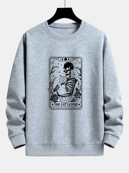 Cat Skeleton Print Relax Fit Sweatshirt