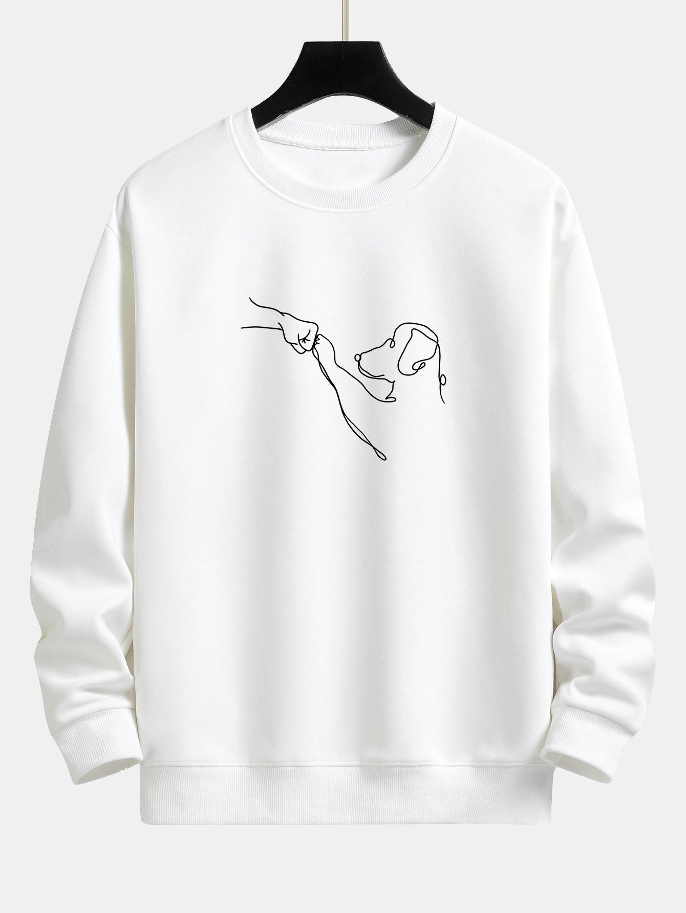 Dog Line Drawing Print Relax Fit Sweatshirt