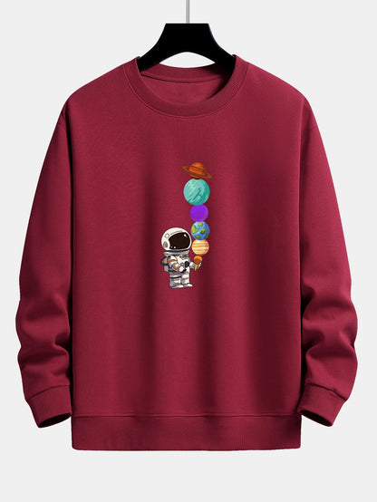 Relaxed Fit Sweatshirt mit Planet-Astronaut-Print