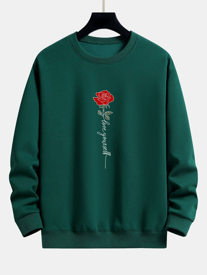 Relaxed Fit Sweatshirt mit Rosen-Slogan-Print