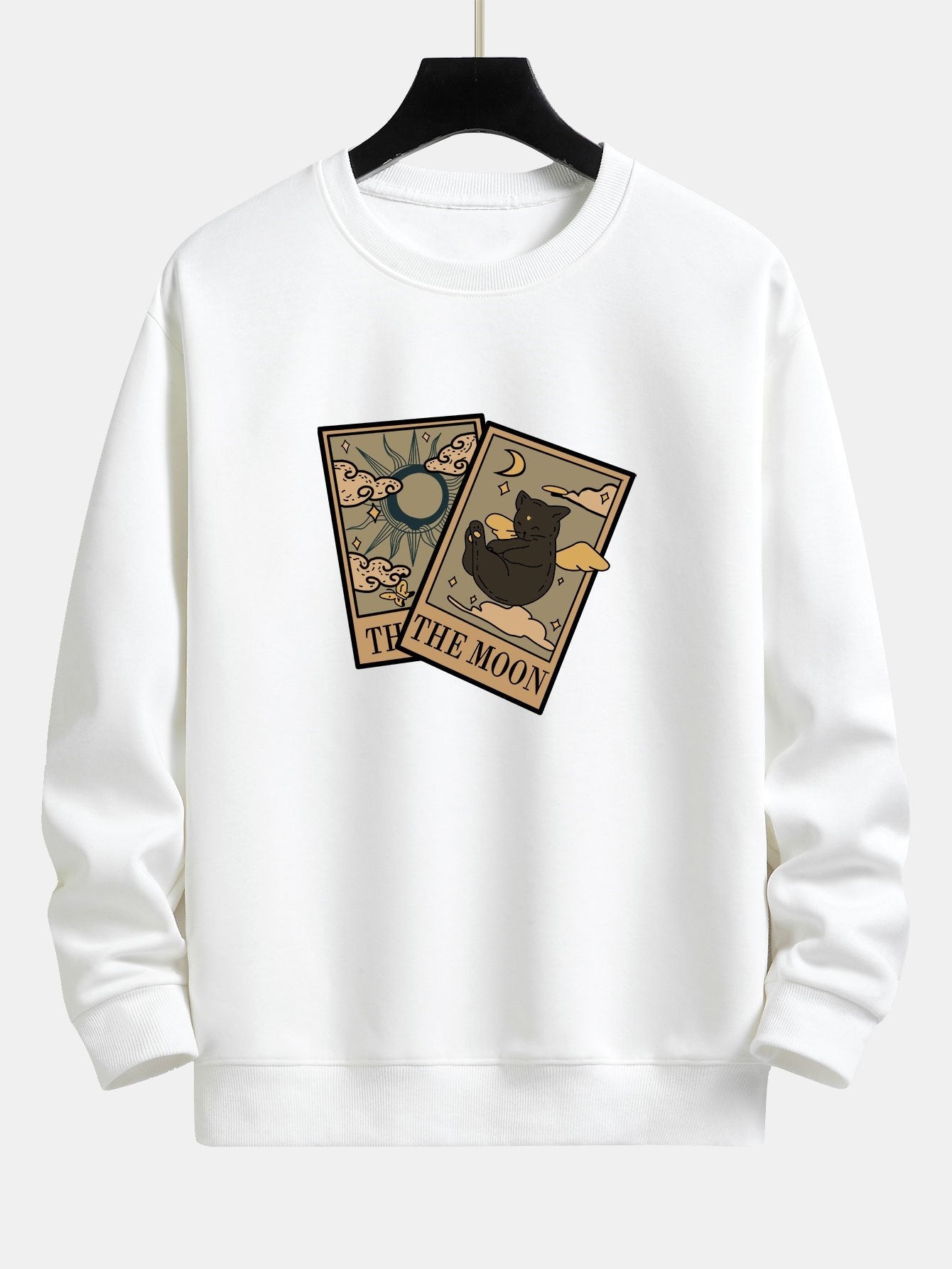 Relaxed Fit Sweatshirt mit Sonne-Mond-Katzen-Print