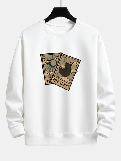 Relaxed Fit Sweatshirt mit Sonne-Mond-Katzen-Print