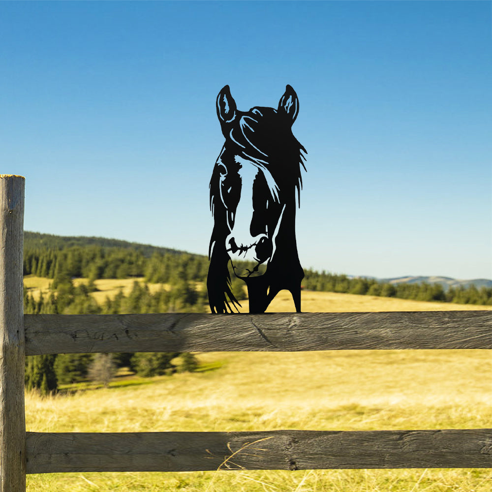 Horse Farm Peeping Animal Outdoor Metal Garden Art