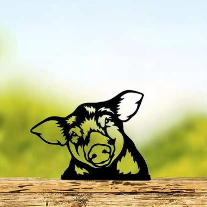 Pig Farm Peeping Animal Outdoor Metal Garden Art