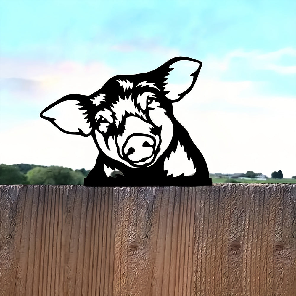 Pig Farm Peeping Animal Outdoor Metal Garden Art