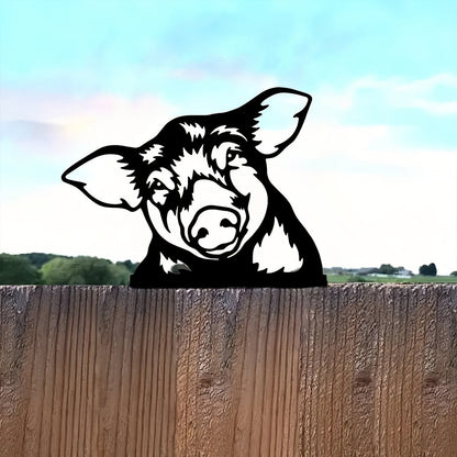 Pig Farm Peeping Animal Outdoor Metal Garden Art