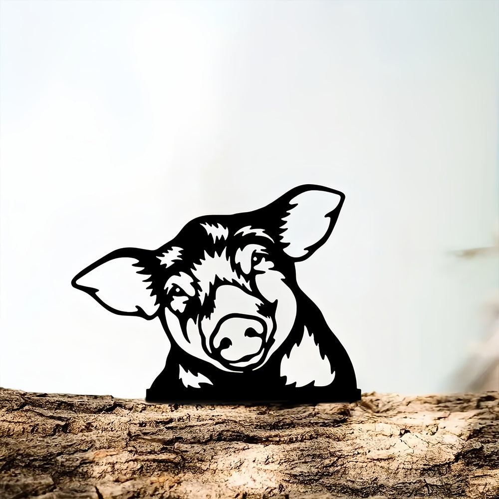 Pig Farm Peeping Animal Outdoor Metal Garden Art