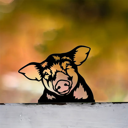 Pig Farm Peeping Animal Outdoor Metal Garden Art