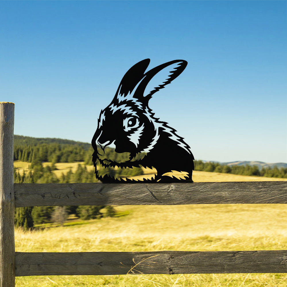 Rabbit Farm Peeping Animal Outdoor Metal Garden Art