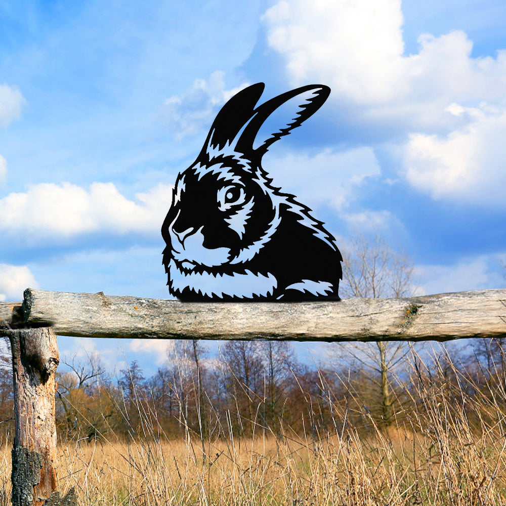 Rabbit Farm Peeping Animal Outdoor Metal Garden Art