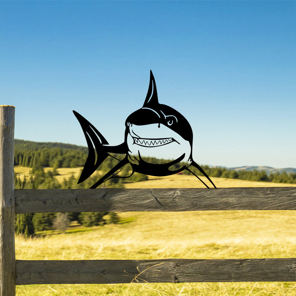 Shark Marine Peeping Animal Outdoor Metal Garden Art