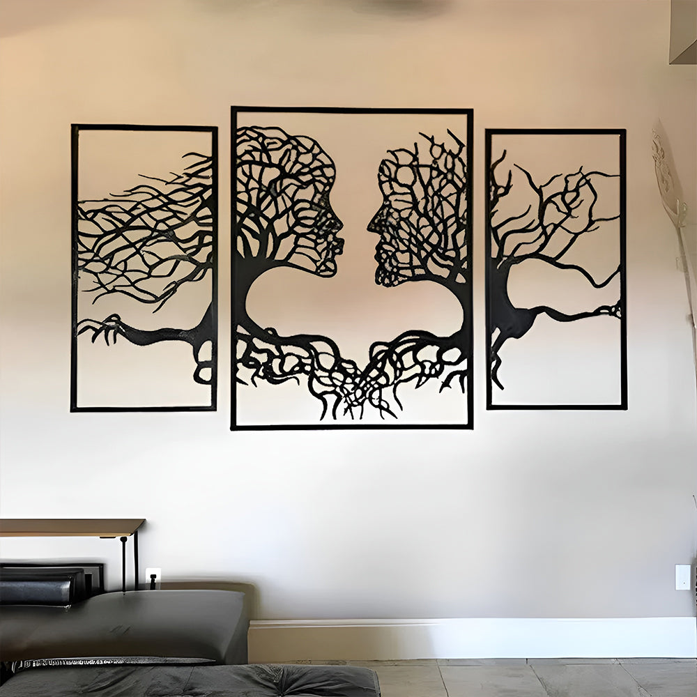 3 Pcs Kissing Tree of Life Metal Wall Art