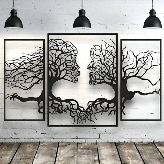 3 Pcs Kissing Tree of Life Metal Wall Art